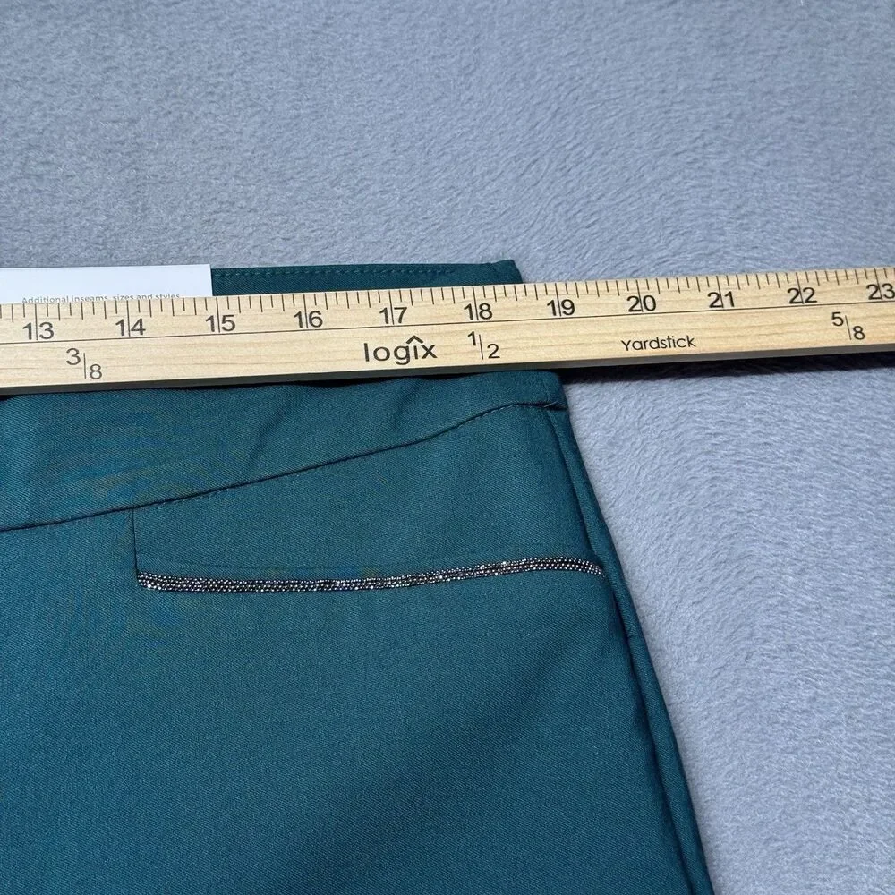 Chicos Womens 3R US 16R Brigitte Slim Ankle Pants Green So Slimming Bead Detail